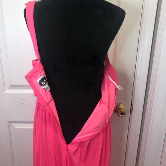 Deb pink maxi length formal prom dress with jeweled strap, size 14 - Picture 11 of 13